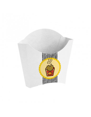 Cornet à frites en carton blanc avec décor Gamme Pictogramme.