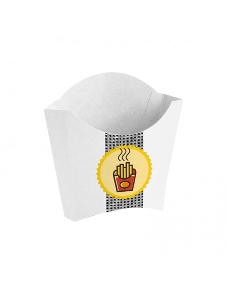 Cornet à frites en carton blanc avec décor Gamme Pictogramme.