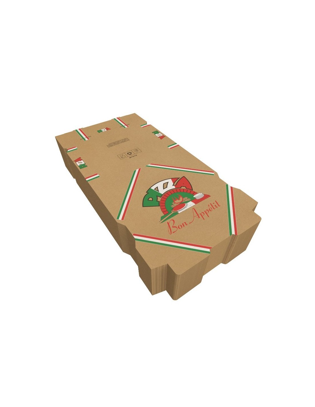 BOÎTE À PIZZA CORRUGUÉE BRUNE IMPRIMÉE ROUGE 10x10 - Contenants et boîtes  en carton