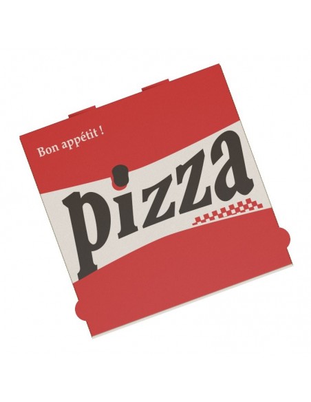 Carton à pizza rouge et blanche Red City en carton kraft, hauteur 4 cm  Couleur Extérieure Kraft Blanc Matière Carton Colisage 100 Indice de  résistance 2 Taille (L x l x H)