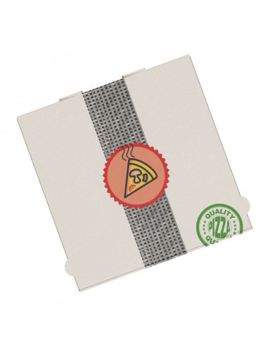 Boîte à pizza très haute résistance, très haute qualité pour la livraison. Carton kraft blanc décor Pizza.
