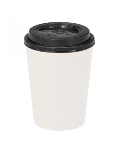 Gobelet à café pour dégustation de café en marchant. En kraft brun à l'extérieur, blanc à l'intérieur, couvercle voyageur.